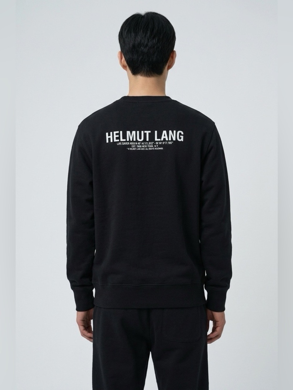 Helmut Lang Men’s Black Cross Logo Crewneck Sweatshirt Size S